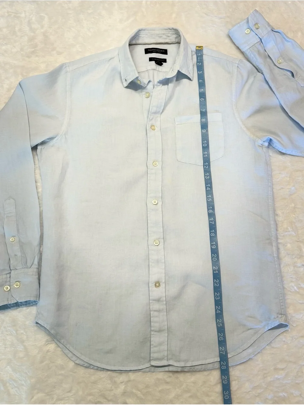Banana Republic 100% Linen Camden Fit Pale Blue Men's Shirt in Size Small